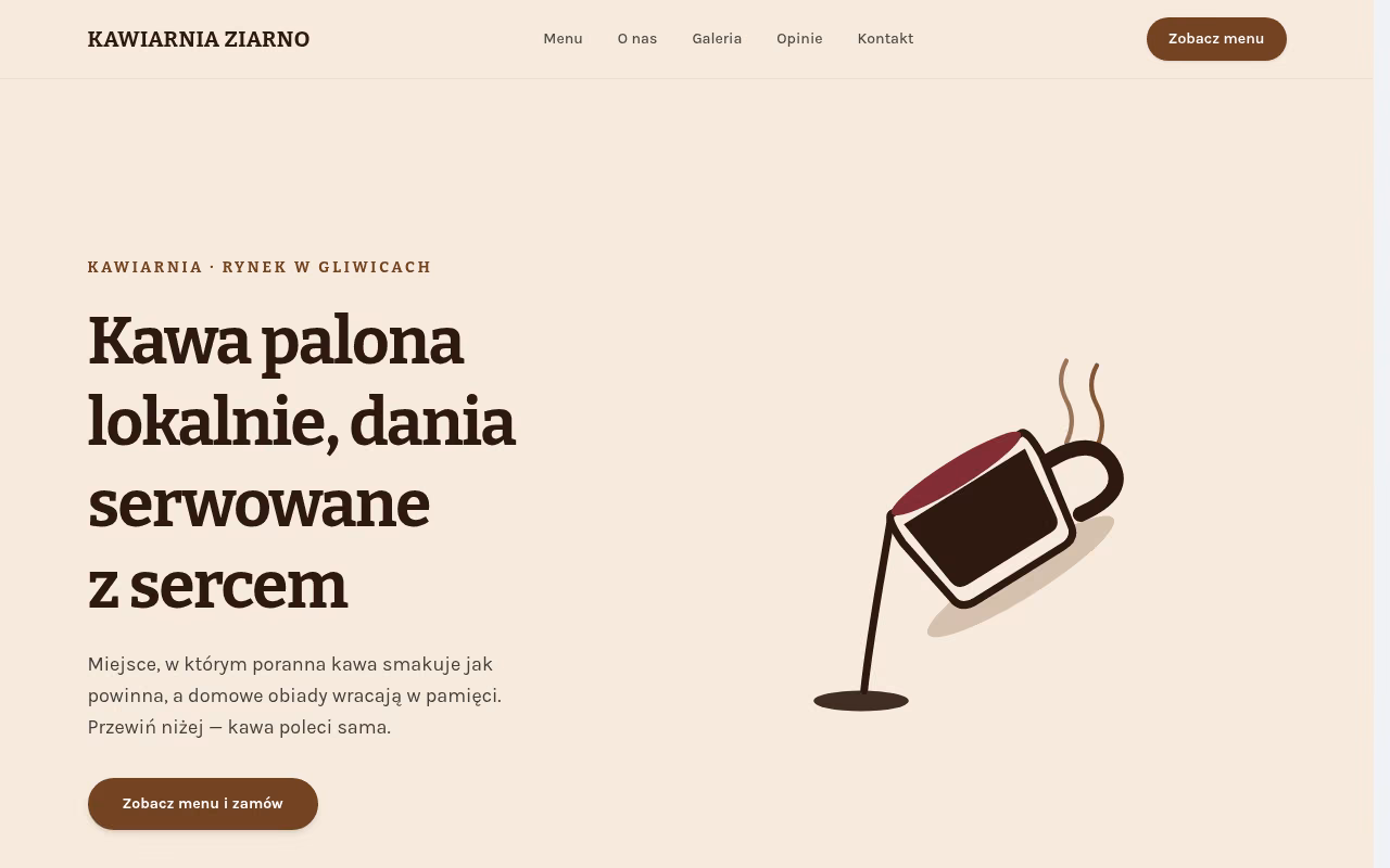 Nowoczesna strona kawiarni od DCraft Media