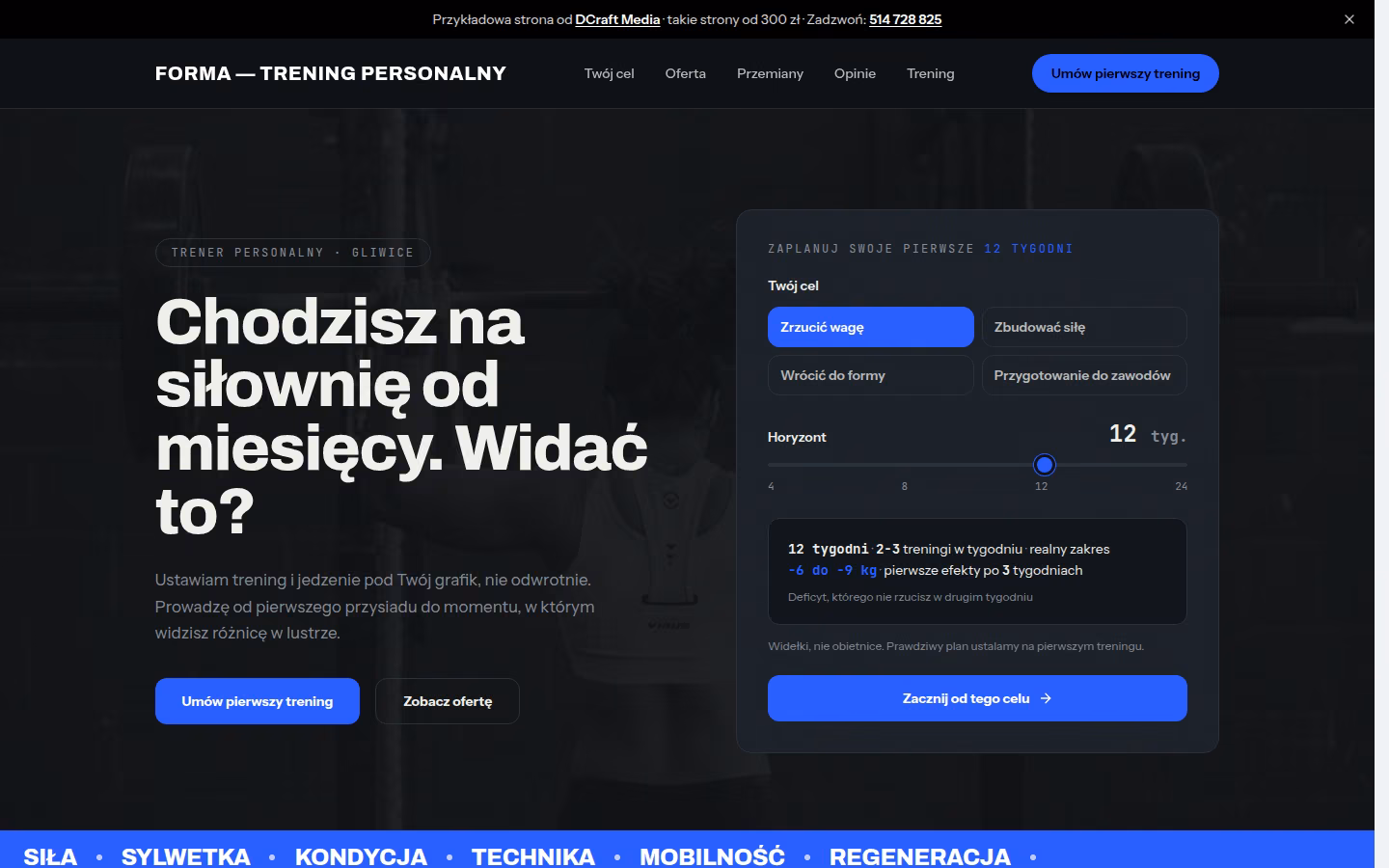 Przykładowa strona: Forma – trening personalny